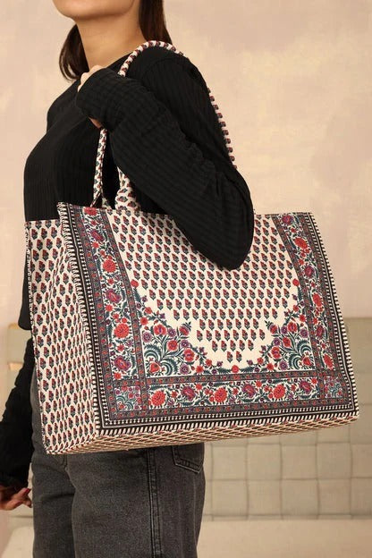 CANVAS TOTE 17 – Floral Print Ladies Canvas Tote Bag | Elegant, Feminine & Functional