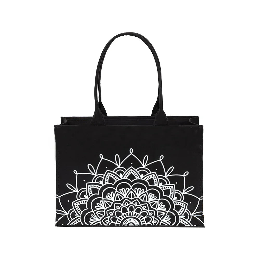 CANVAS TOTE 58 – Elegant Black Canvas Tote Bag for Women | Stylish & Spacious Everyday Essential