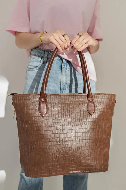 SIDE ZIP TOTE 03 – Brown | Expandable Everyday Tote in Rich Earth Tone