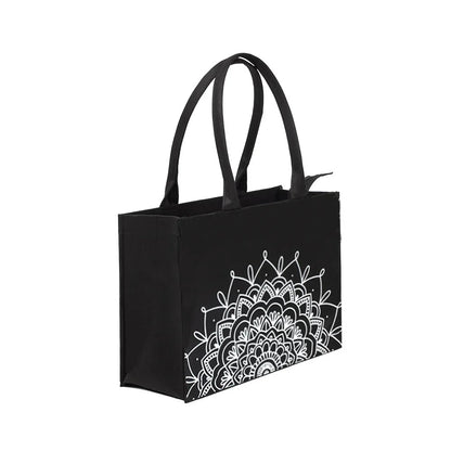 CANVAS TOTE 58 – Elegant Black Canvas Tote Bag for Women | Stylish & Spacious Everyday Essential