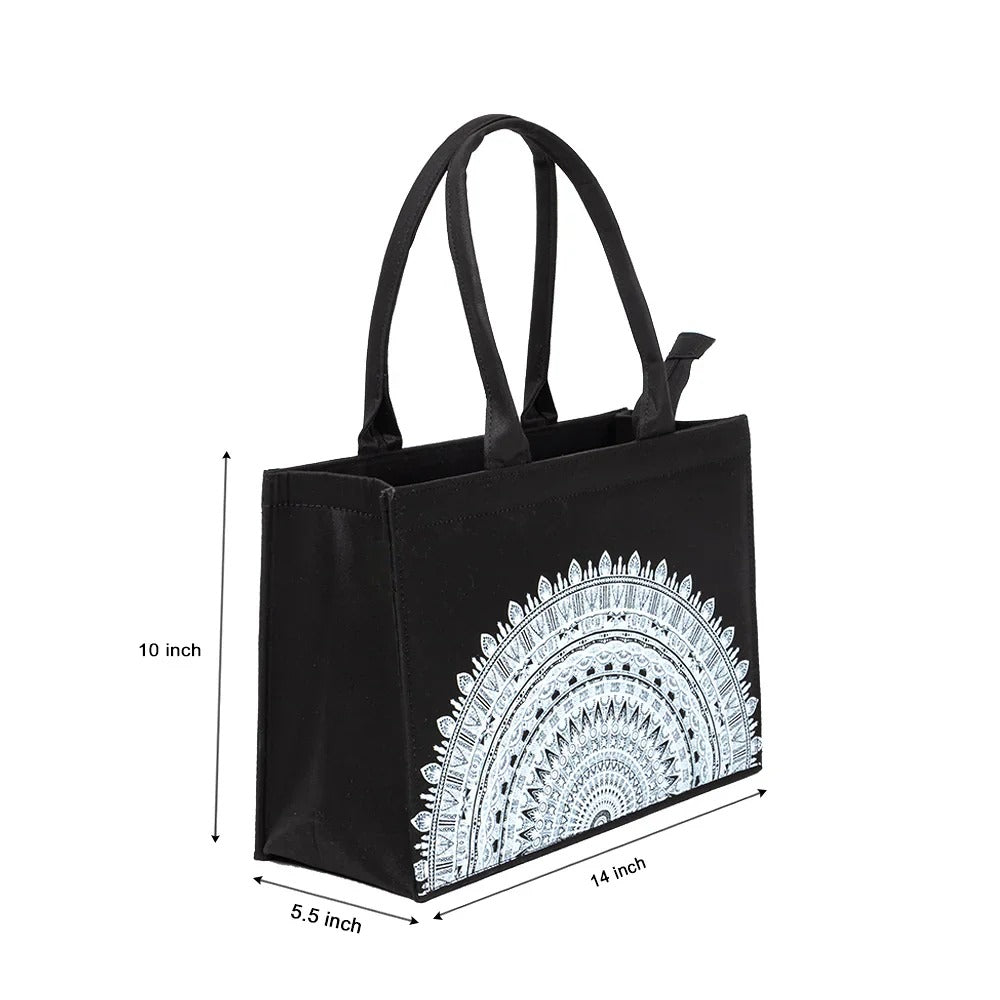 CANVAS TOTE 58 – Elegant Black Canvas Tote Bag for Women | Stylish & Spacious Everyday Essential