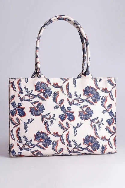 CANVAS TOTE 03 – Stylish White & Blue Ladies Bag | Everyday Carry-All Tote
