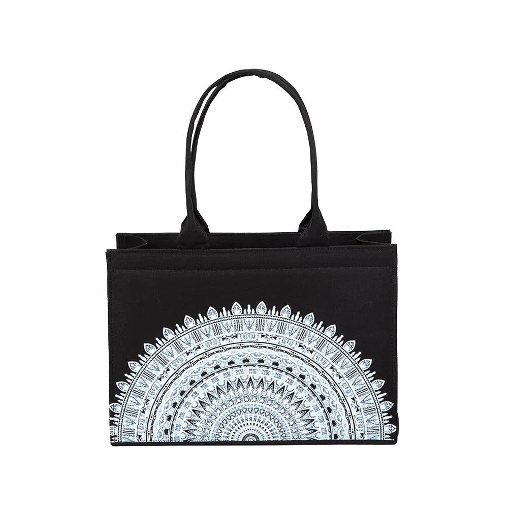 CANVAS TOTE 58 – Elegant Black Canvas Tote Bag for Women | Stylish & Spacious Everyday Essential