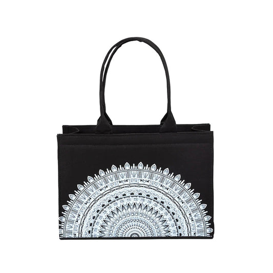 CANVAS TOTE 58 – Elegant Black Canvas Tote Bag for Women | Stylish & Spacious Everyday Essential